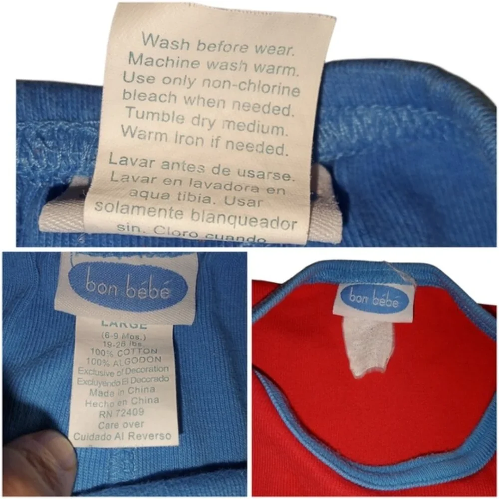 Bon Bébé Red and Blue 2-piece Baby Outfit with Lion Design Size 6-9 (19-26lbs)!